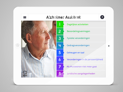 Alzheimer App app design ipad menu ui