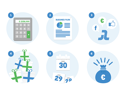 Flat icons calculator calendar document flat gifts icon money