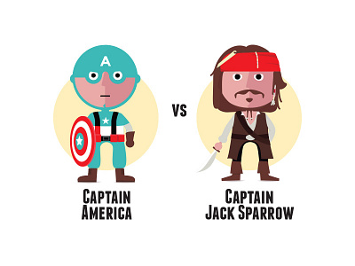 Captain Vs Captain america captain fight illustration jack project side sparrow vs