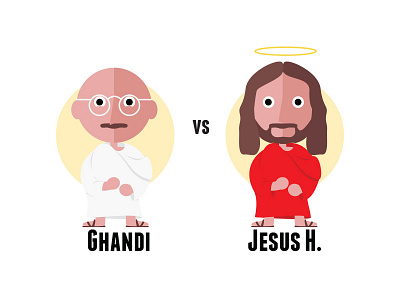 Ghandi Vs Jesus H. - Who would win? christ fight ghandi illustration jesus project side vs
