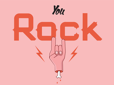 You Fckn Rock bone fu hand illustration rock you
