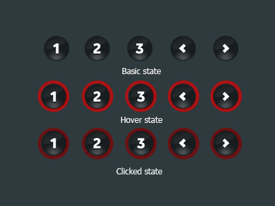 Round buttons buttons clicked hover next numbers previous round states
