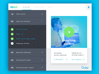 Quby Pitch - List view iPad branding design e learning flat layout list pitch simple ui ux video