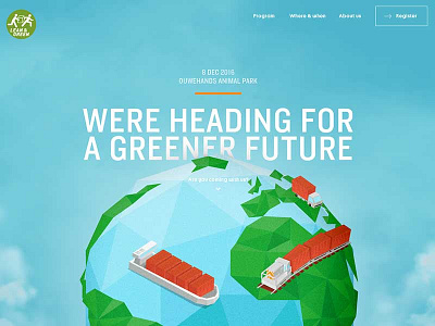 Lean and Green - event page clean design flat fullscreen illustration layout lowpoly onepager simple type web