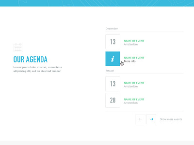 Lean & Green - Agenda Detail View calendar clean dates grid hoverstate icons layout minimal pages typography
