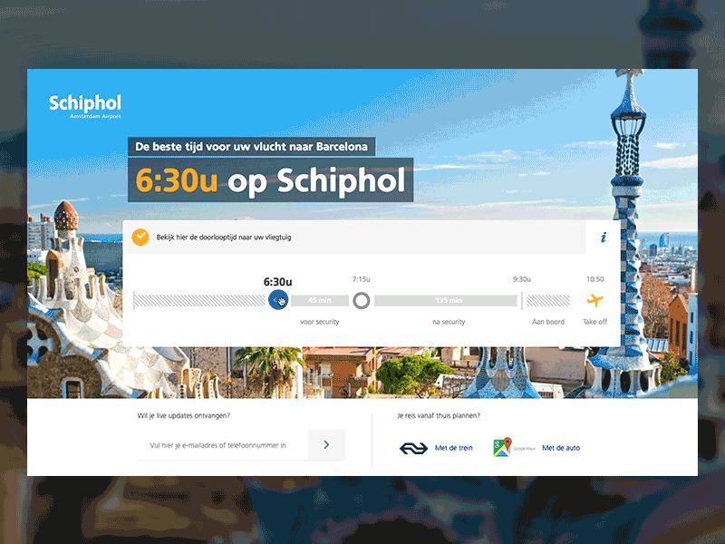 Schiphol - Design sprint outcome airline airport concept design plane slider sprint timeline tool travel