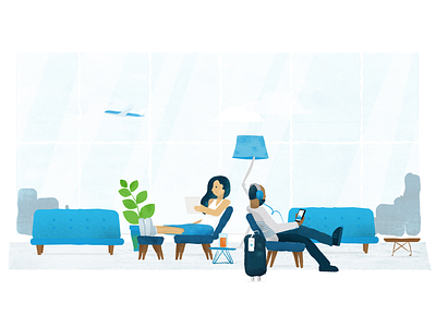 Airport Lounge Illustration 2d airline airport chill flat illustration lounge travel vector