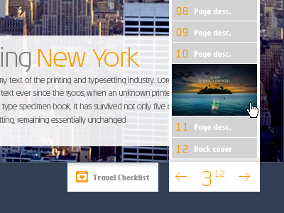 Navigation menu clean hover menu orange travel white