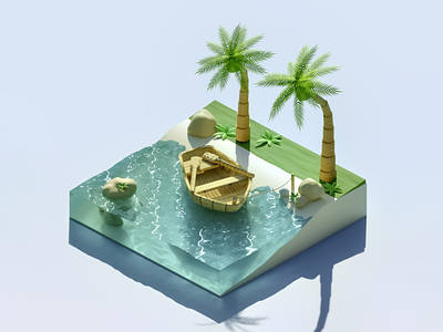 Island Illustration 3d blender design illustration island tropic