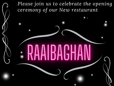 Raaibaghan : (Restaurant Grand Opening Invitation) graphic design