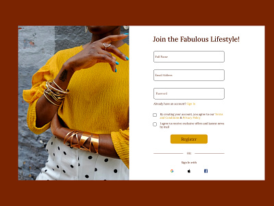 Daily UI #001 : Sign up page 001 beginner dailyui dailyuichallenge fahion jewelry lifestyle signuppage ui ux