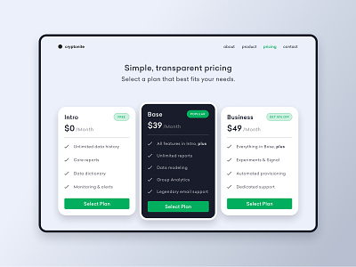 Pricing- Daily UI 030 clean compare price crypto dailiyui030 daily ui dailyui dashboard dashboard ui design graphic design minimal pricing pricing daily ui 030 typography ui ux wip