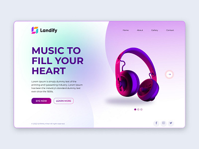 Music Landing Page Design branding design figma headphone hero section home page landing page modern music music app responsive responsive website streaming ui ux web web design website website design