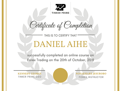 A Certificate design, for an online tutorial company
