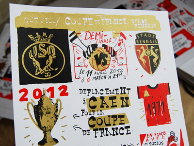 Affiche Coupe de France handmade illustration screenprint sérigraphie