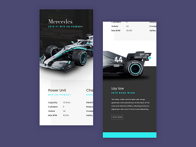 Mercedes F1 car page amg app cars f1 formula1 interface mercedes mobile mobile app mobile ui race racecar ui ui ux user interface user interface design