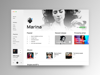 Music Player Desktop UI apple music artist artist page desktop desktop ui interface music player music player ui spotify user interface design ux