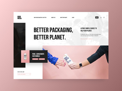 Boxed Water Redesign bottle box boxed water interface landing page nature planet redesign water water bottle web