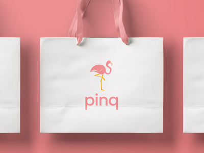 Pinq shopping bag bag fashion fashion brand fashion store flamingo logo pink pinq shopping bag shopping bag mockup