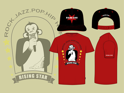 T Shirt & Headwear Design for Rising Star cap funny funny animals funny character funny illustration funny t shrit funny tshirt hats headwear print print design screen print screenprint t shirt t shirt design t shirt designer t shirts typography vector vector art