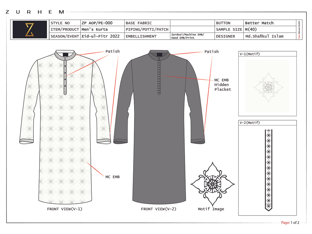 Men's Kurta(Panjabi)Design by Md Shafikul Islam on Dribbble