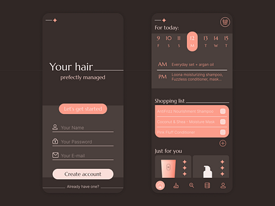 Hair Care App Concept app application beauty cute design elegant graphic design hair care illustration luxury premium skin care ux vector