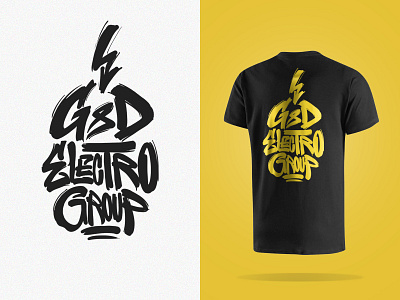 G&D art branding california calligraphy custom type design electro group elegant flash handmade label lettering logo tshrt design typo typohraphy vector yellow black