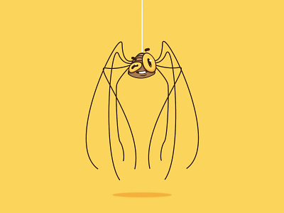 Happy Spider apple art branding character design drawing georgi dimitrov erase happy illustration insect logo logotype love net spider spiderman sticker vector yellow