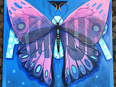 Amour acrylics amour blue butterfly canvas colours erase exhibition france illustration love pink