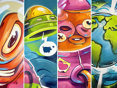 Skyscanner bulgaria characters commission cosmos design fresh fun graffiti interior painting skyscanner ufo