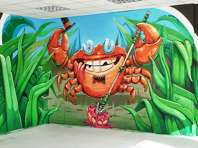 The gentlemen bulgarian crab design donut erase gentlemen graffiti green illustration interior leaves orange