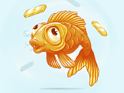 Gold fish apple blue bulgarian design fish fresh fun gold icon illustration orange yellow
