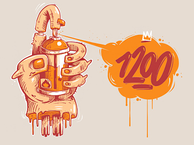1200 1200 apple art design digital erase hand illustration logo orange spray t shrt
