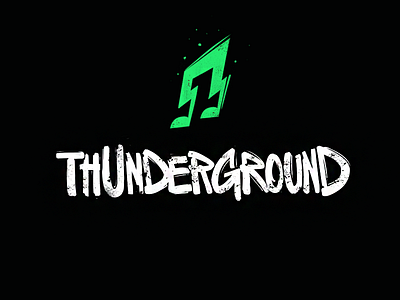 Thunderground apple art design green ground handmade label logo music thunder typography
