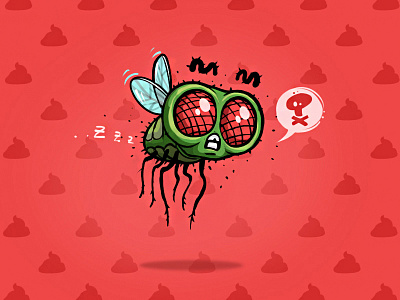 Fly apple art character design bug fly fresh funny icon illustration insects logo