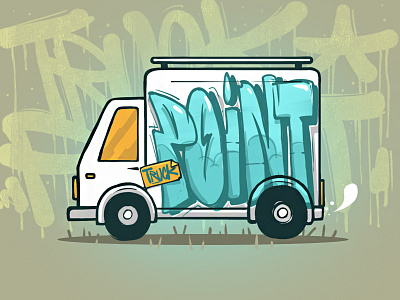 Truck Point art blue delivery design food fresh illustration logo point road summer truck