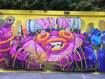 The Sheriff arsek bulgaria color control crab erase graffiti mural sheriff spray street style underwater varna