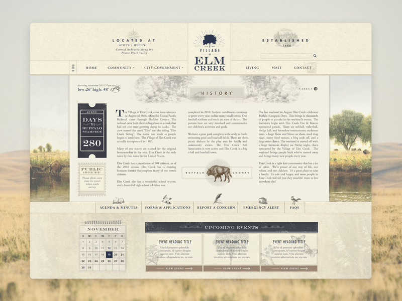 Elm Creek, Nebraska Website by Ashley N Cameron on Dribbble