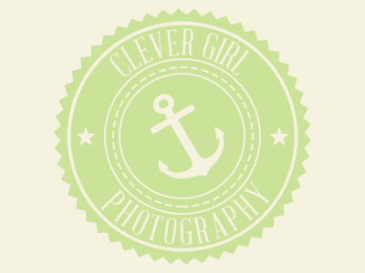 Clever Girl Photography Logo 1 anchor badge beige green low contrast stars