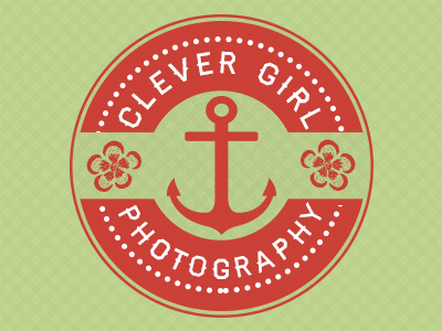 Clever Girl Photography Logo 2 anchor badge dots flowers green haymaker red