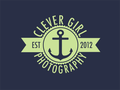 Clever Girl Photography Logo 3 anchor badge blue green high contrast
