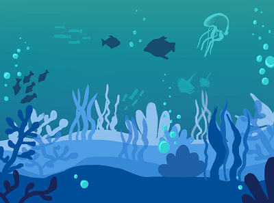 Deep blue sea illustration