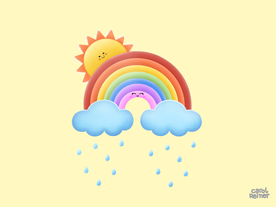 Sun + Rain = Rainbow! design illustration