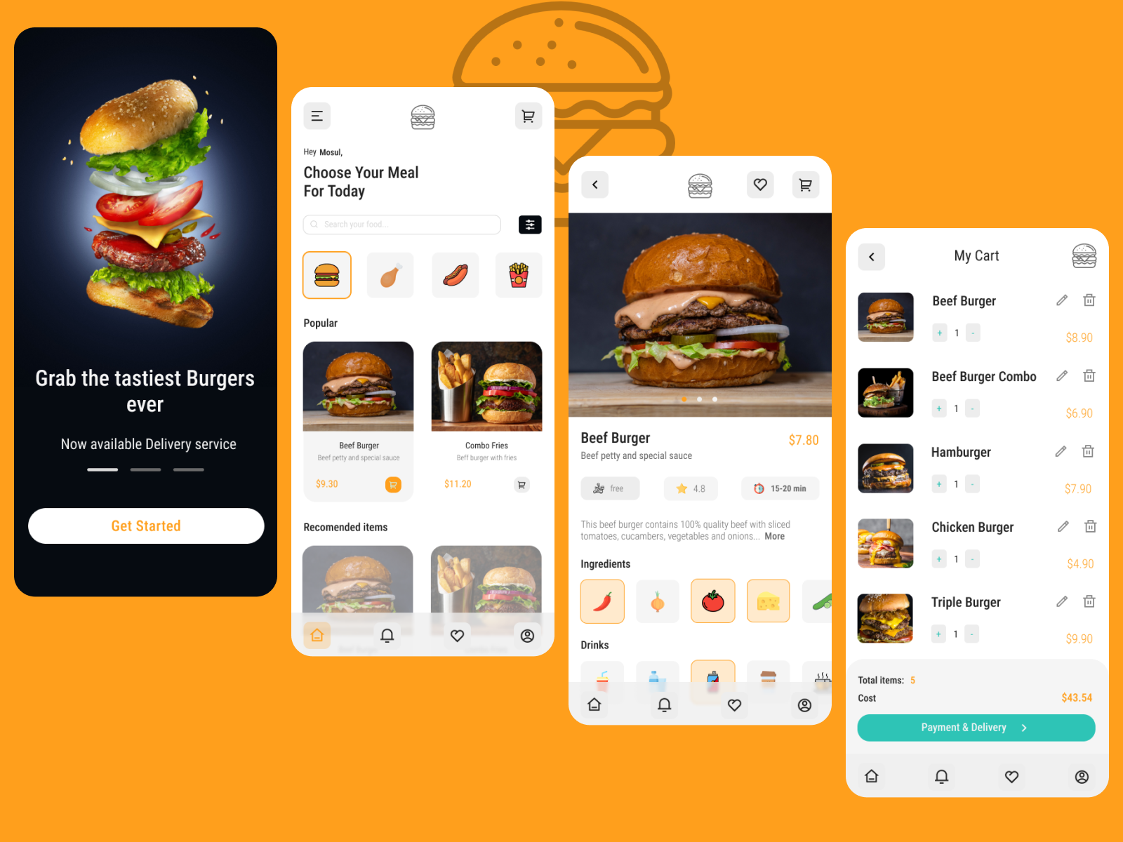 Food delivery app by Luka Rukhadze on Dribbble