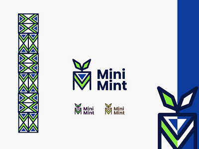 Mini Mint Logo agriculture agriculture logo logo m mint plant planting pots seeds