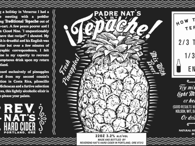 Tepache Label Design bottle hard cider pdx pineapple portland revnats tepache