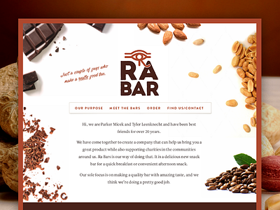 RA BAR Homepage energy bar food home page ingredients web design