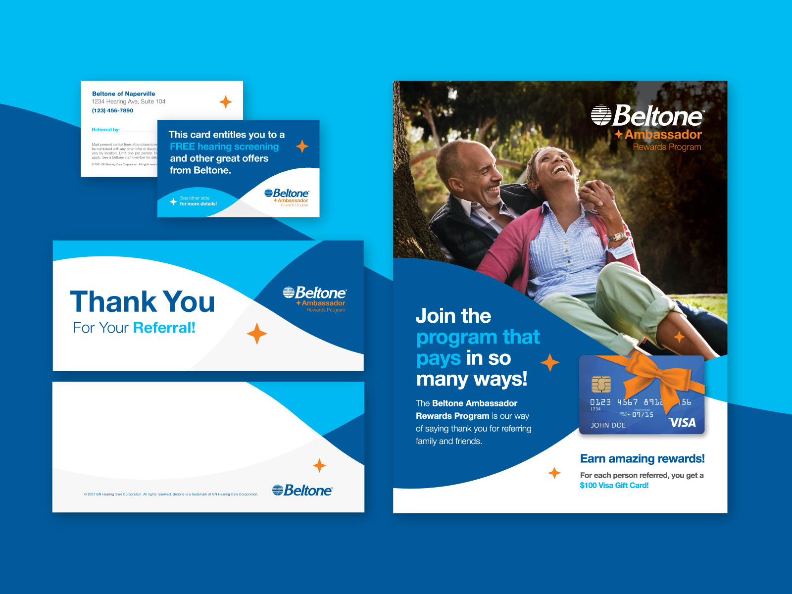 Beltone Ambassador Rewards Program Materials by Corey Riehle for LLT Group on Dribbble
