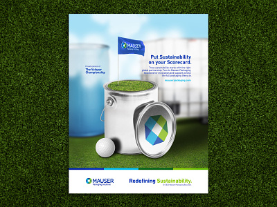 Mauser :: Golf Ad advertising blue chemicals composite display ad environment golf golf tournament green industry photoshop print print ad promotion realistic recycling sustainability