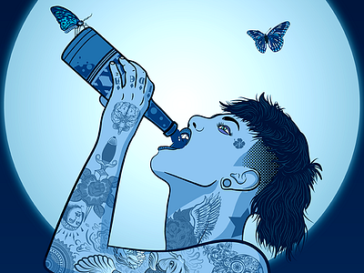 Drinking problems away... girl illustrator poster tattoo vector vectorart